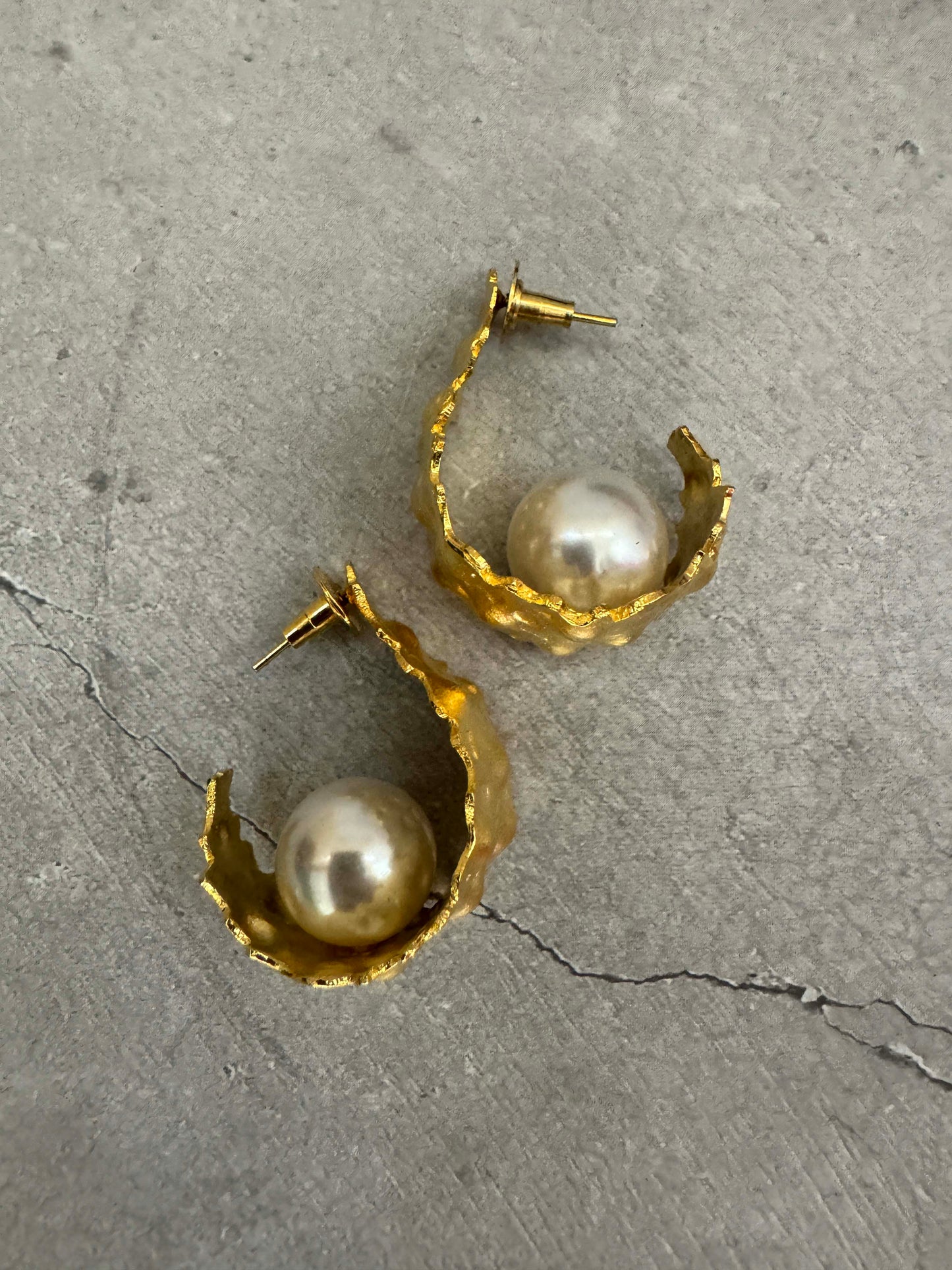 Textured Pearl Hoops