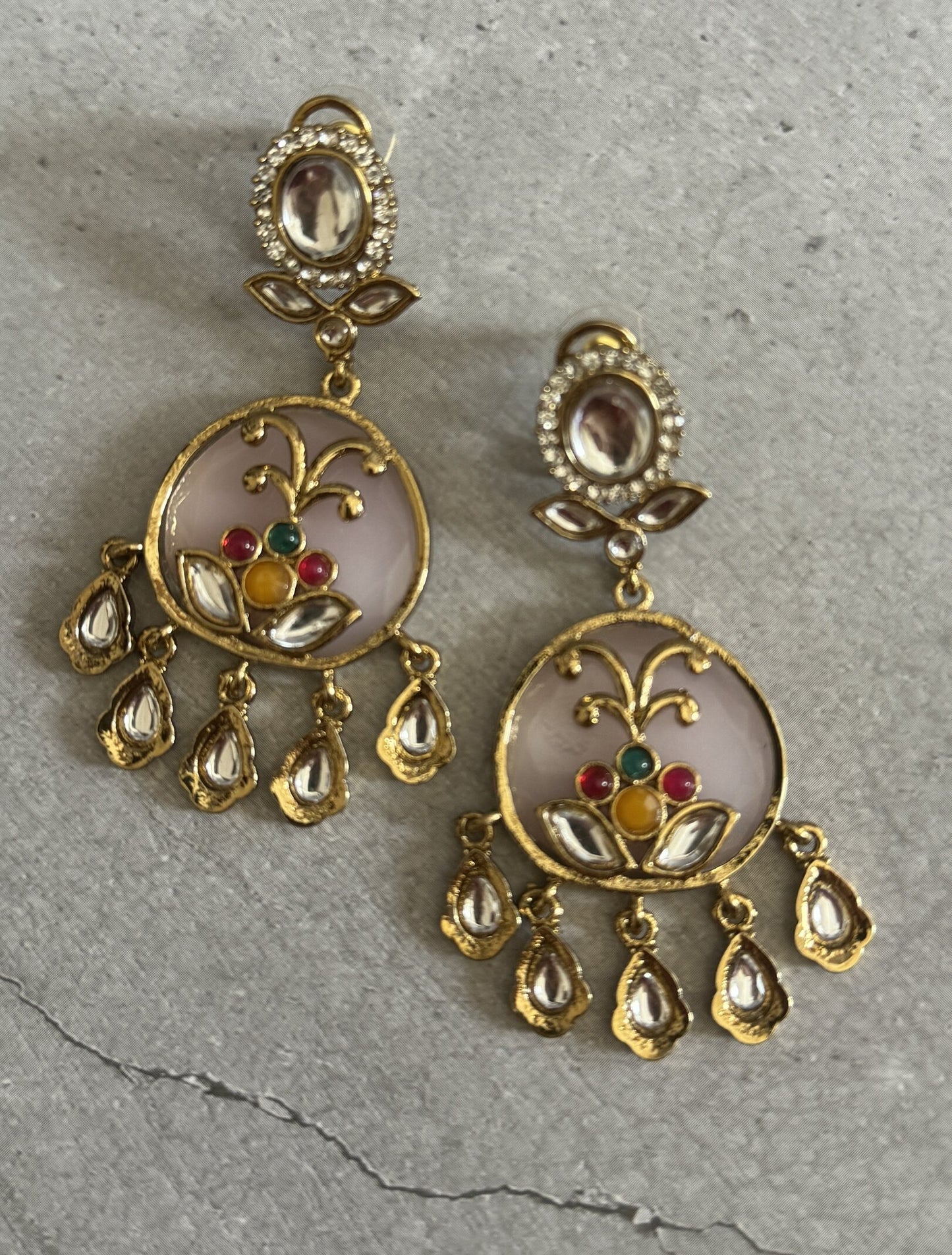 Pink Oval Meera Danglers