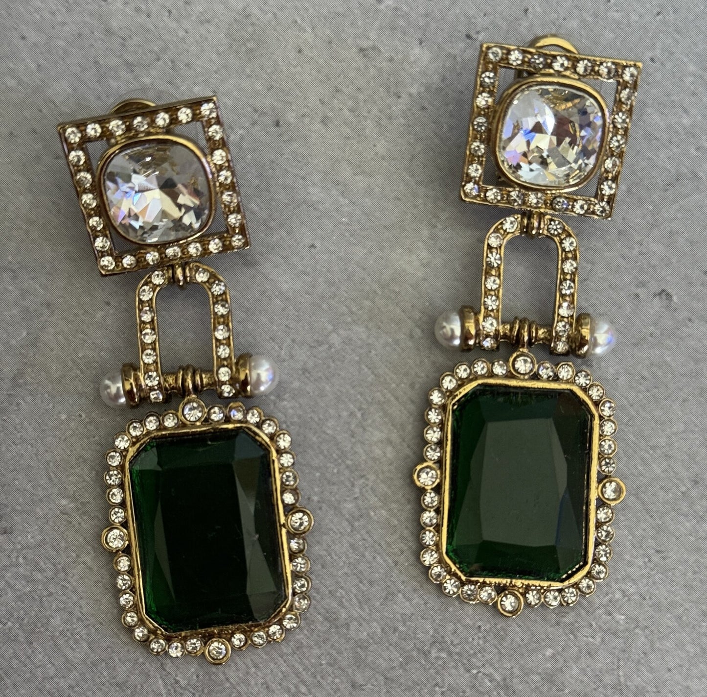 Green Crystal Statement Danglers