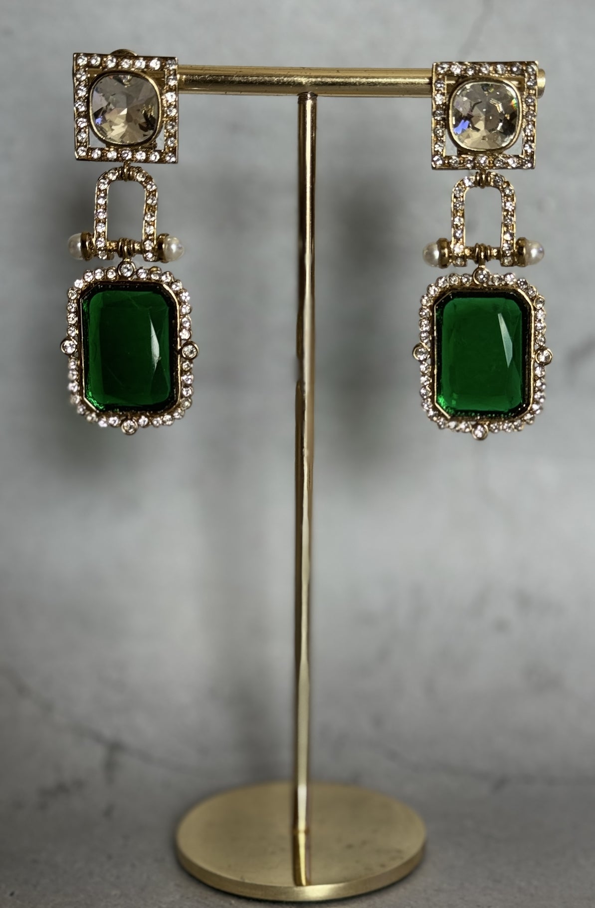 Green Crystal Statement Danglers