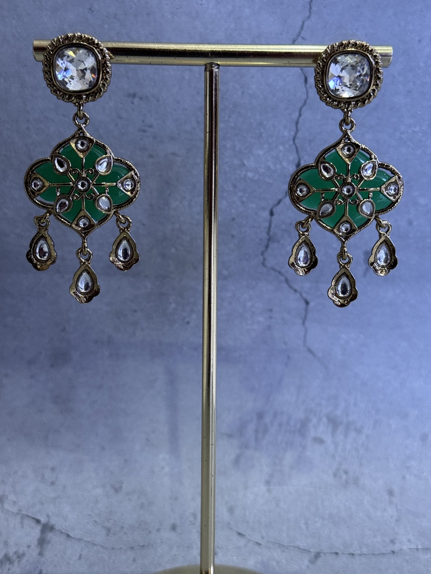 Green Meera Floral Danglers