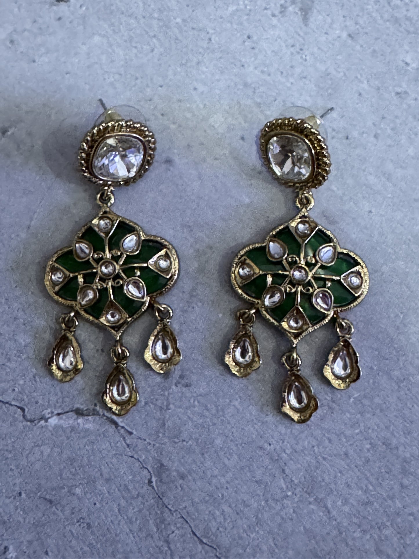 Green Meera Floral Danglers