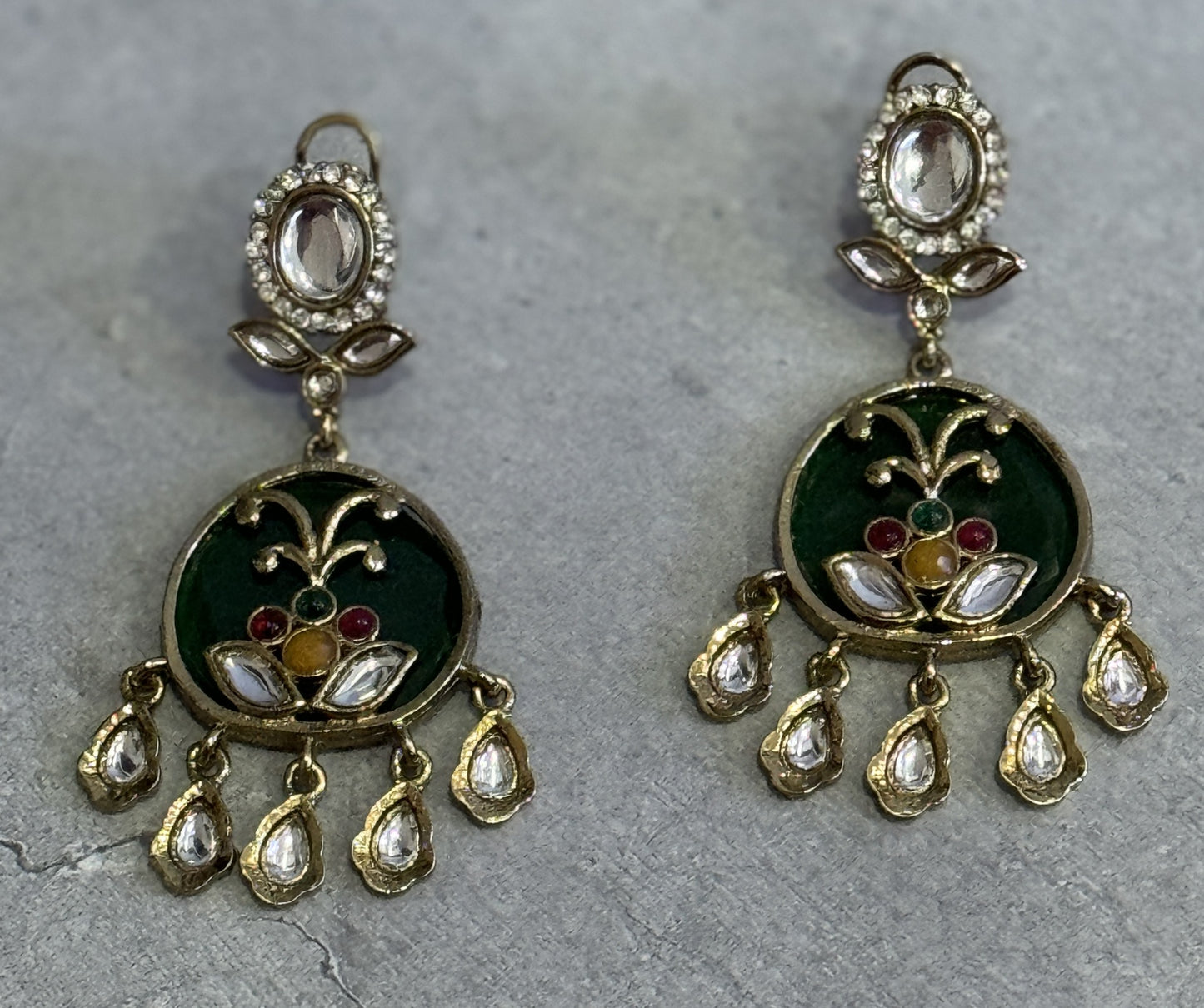 Green Oval Meera Danglers