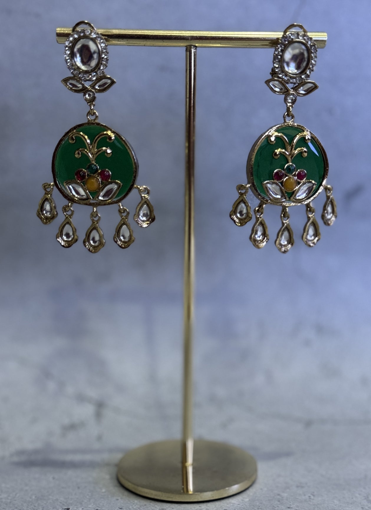 Green Oval Meera Danglers