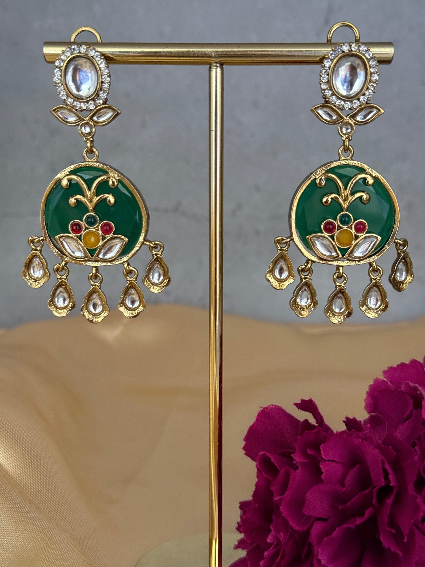 Green Oval Meera Danglers