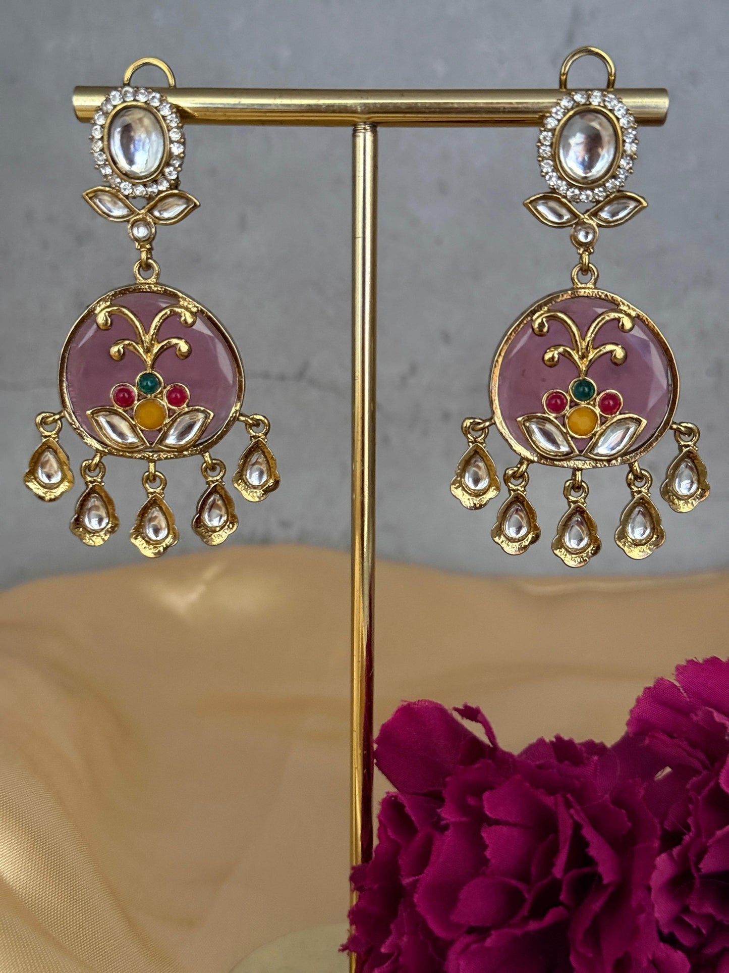 Pink Oval Meera Danglers