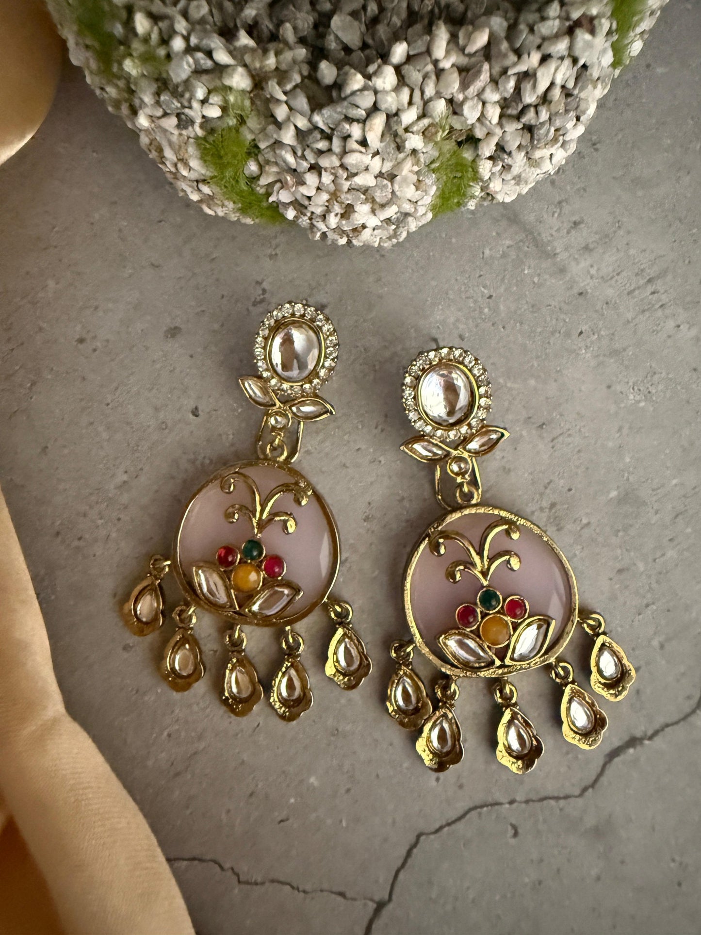 Pink Oval Meera Danglers