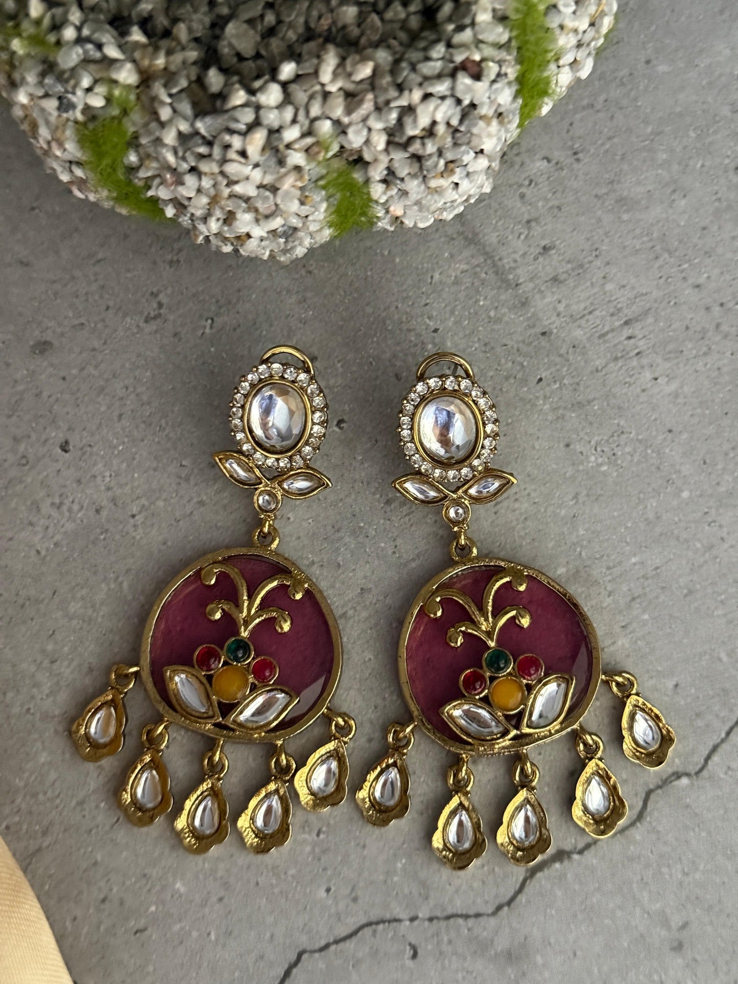 Pink Oval Meera Danglers