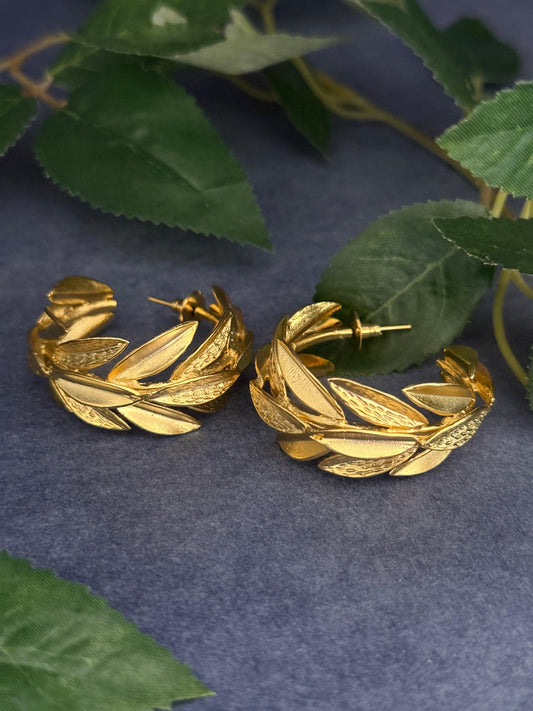 Textured Leaf Hoops