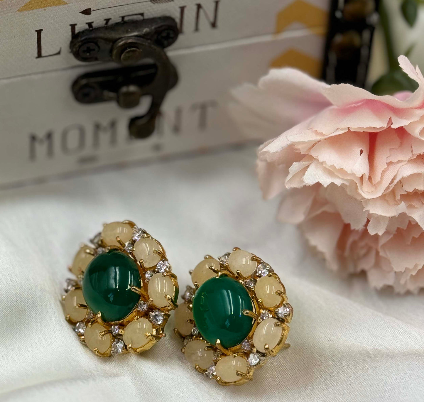 Green Stone Studs