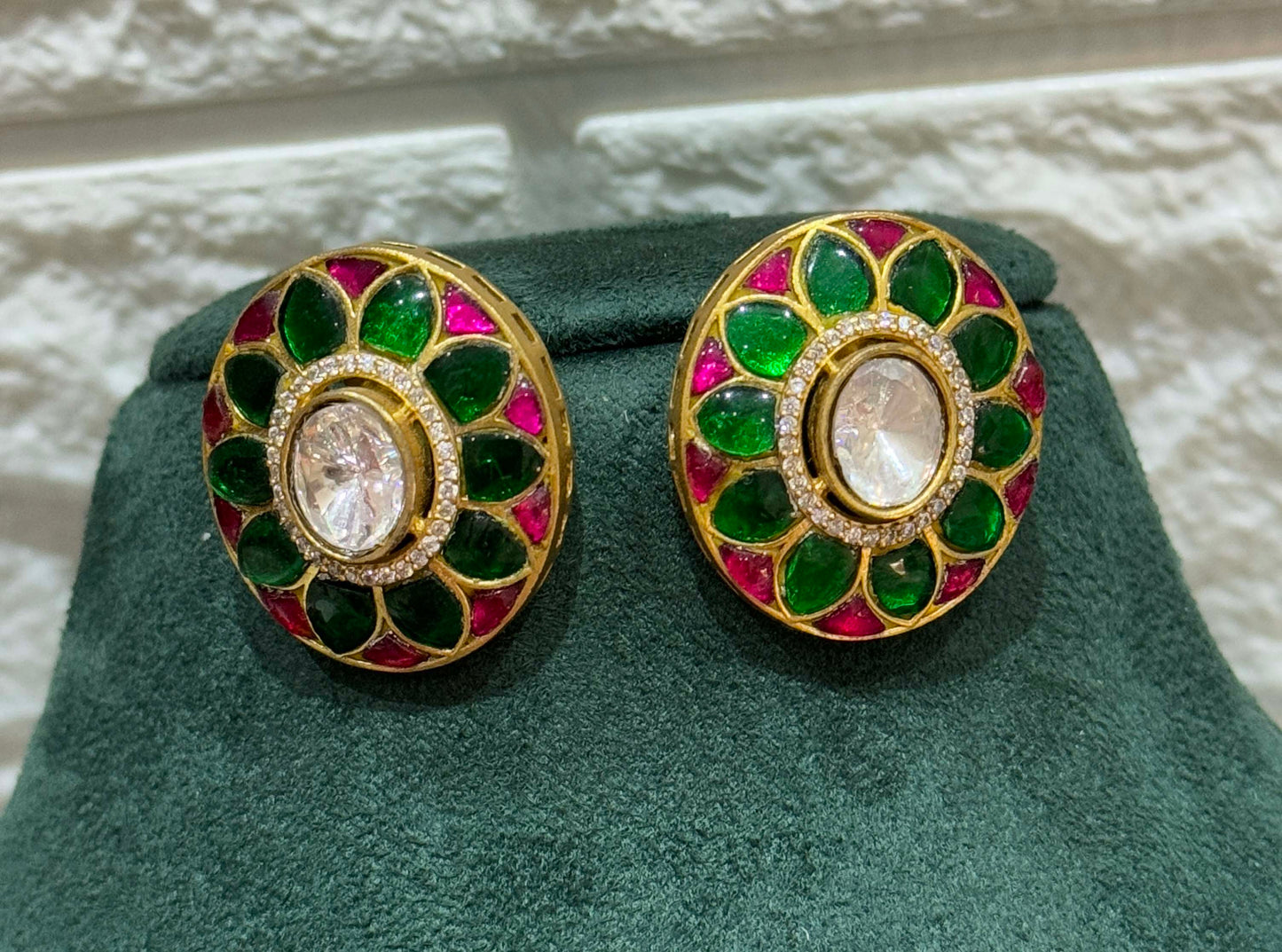 Multicolor Oval Studs