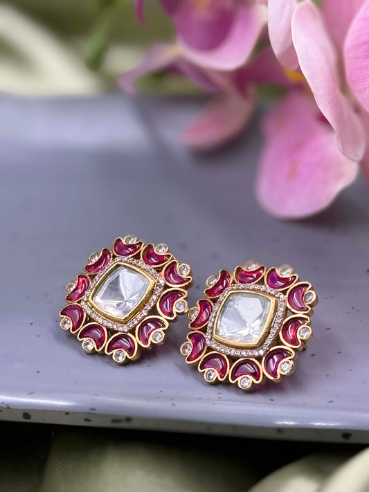 Pink Square Studs