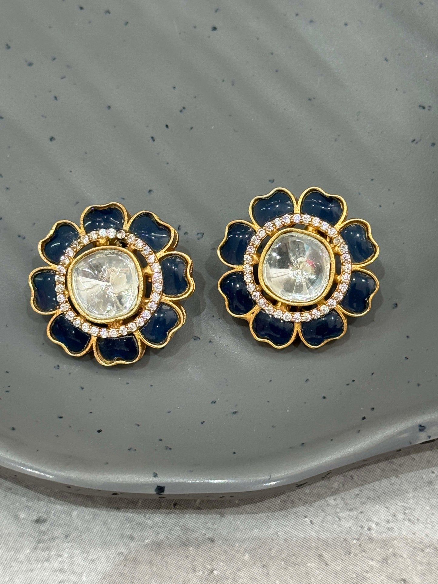 Blue Floral Studs