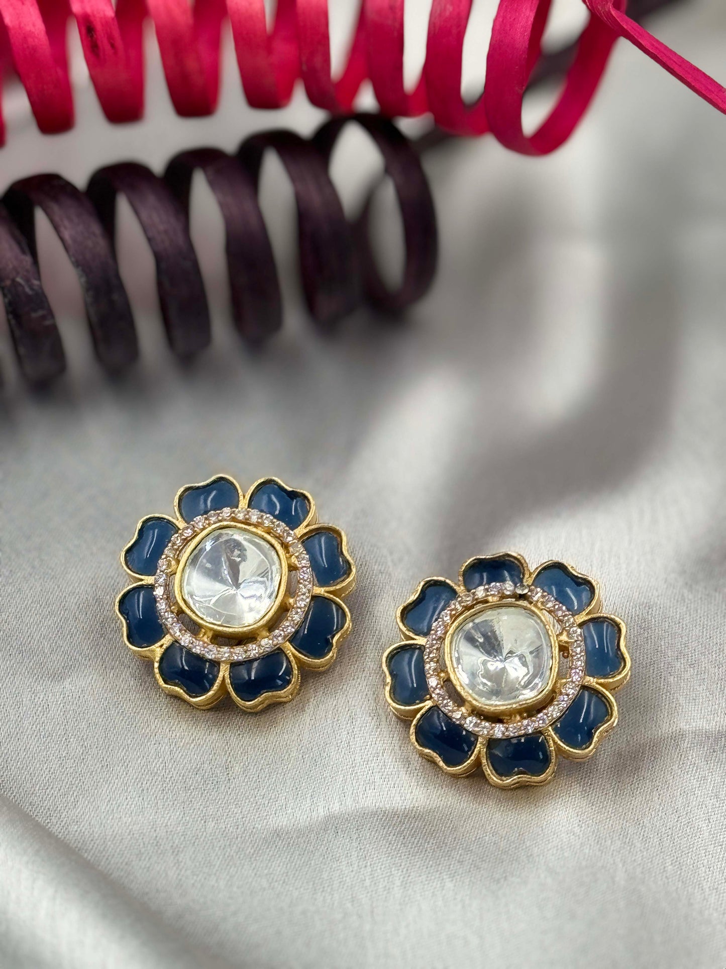 Blue Floral Studs