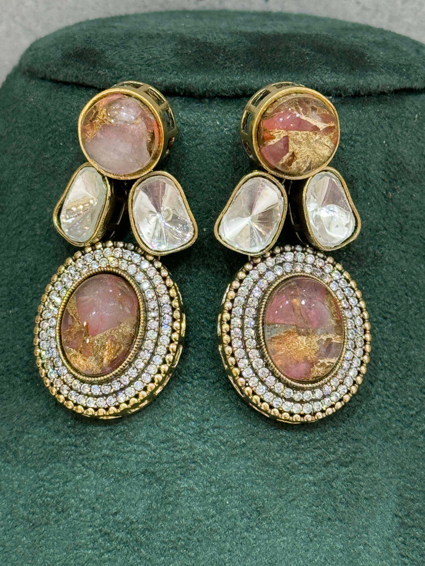 Pink Oval Earrings