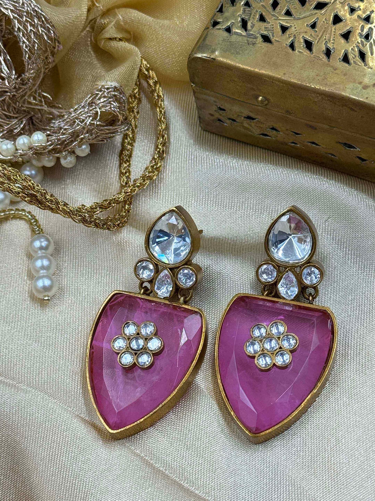 Pink Crystal Earrings