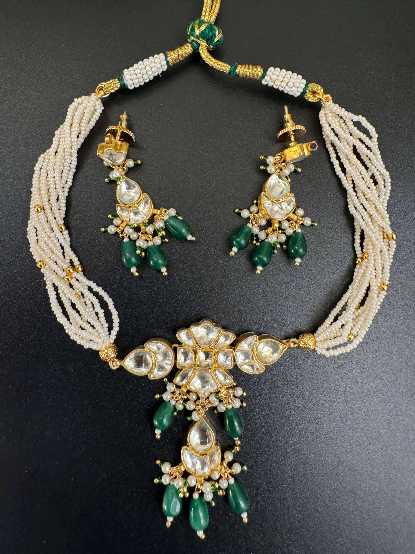 Green Kundan Mini Choker Set