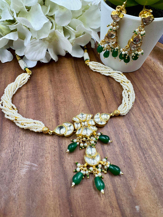 Green Kundan Mini Choker Set