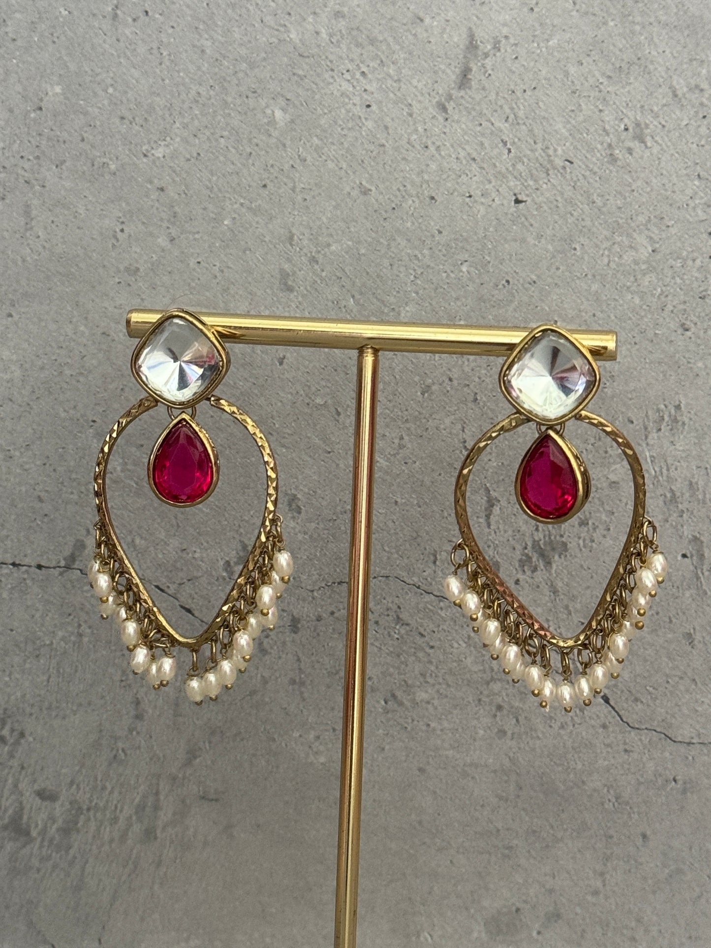 Pink Pearl Drop Danglers