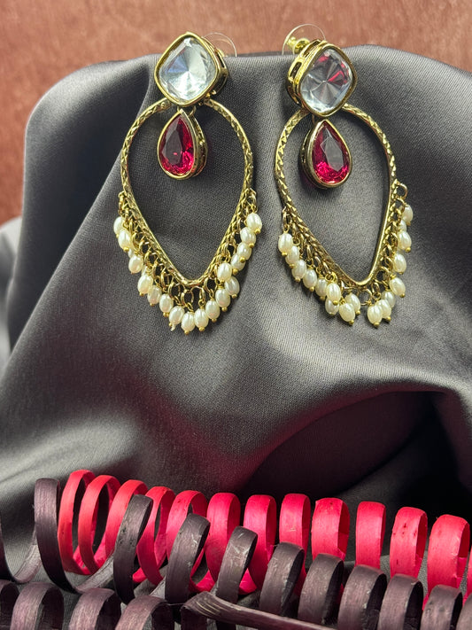 Pink Pearl Drop Danglers