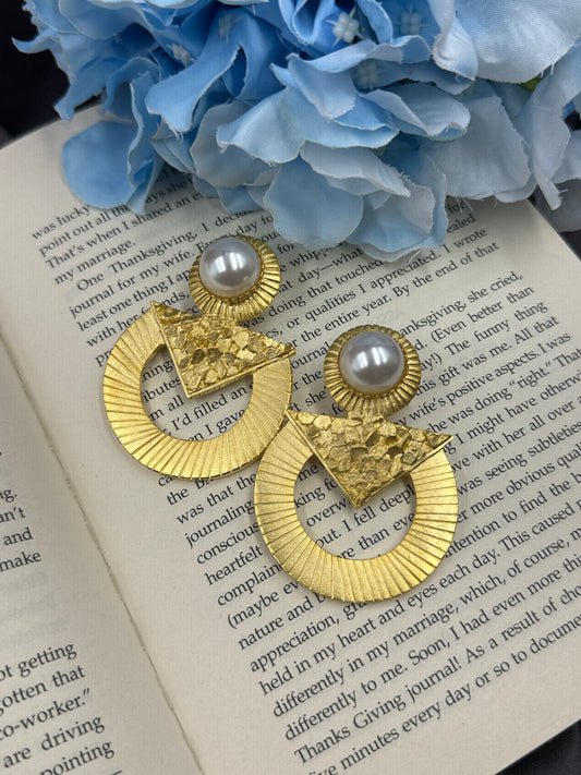 Textured Pearl Circular Studs